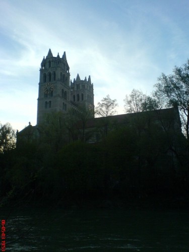 In Munich - View at St. Maximilian from the riverside