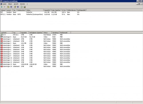 Visible volumes after installing the RDAC driver